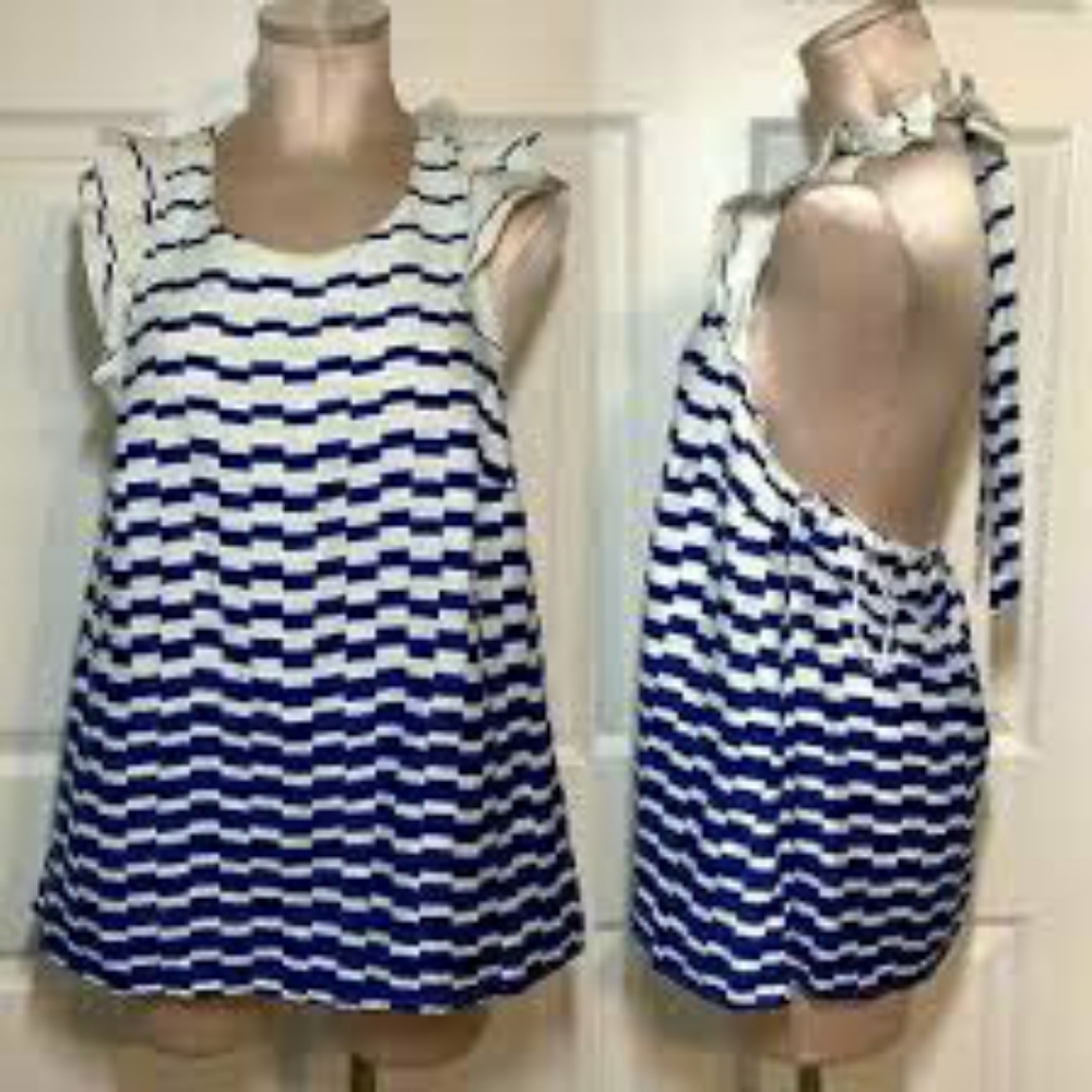 Ann Taylor Blue & white stripe halter neck tank